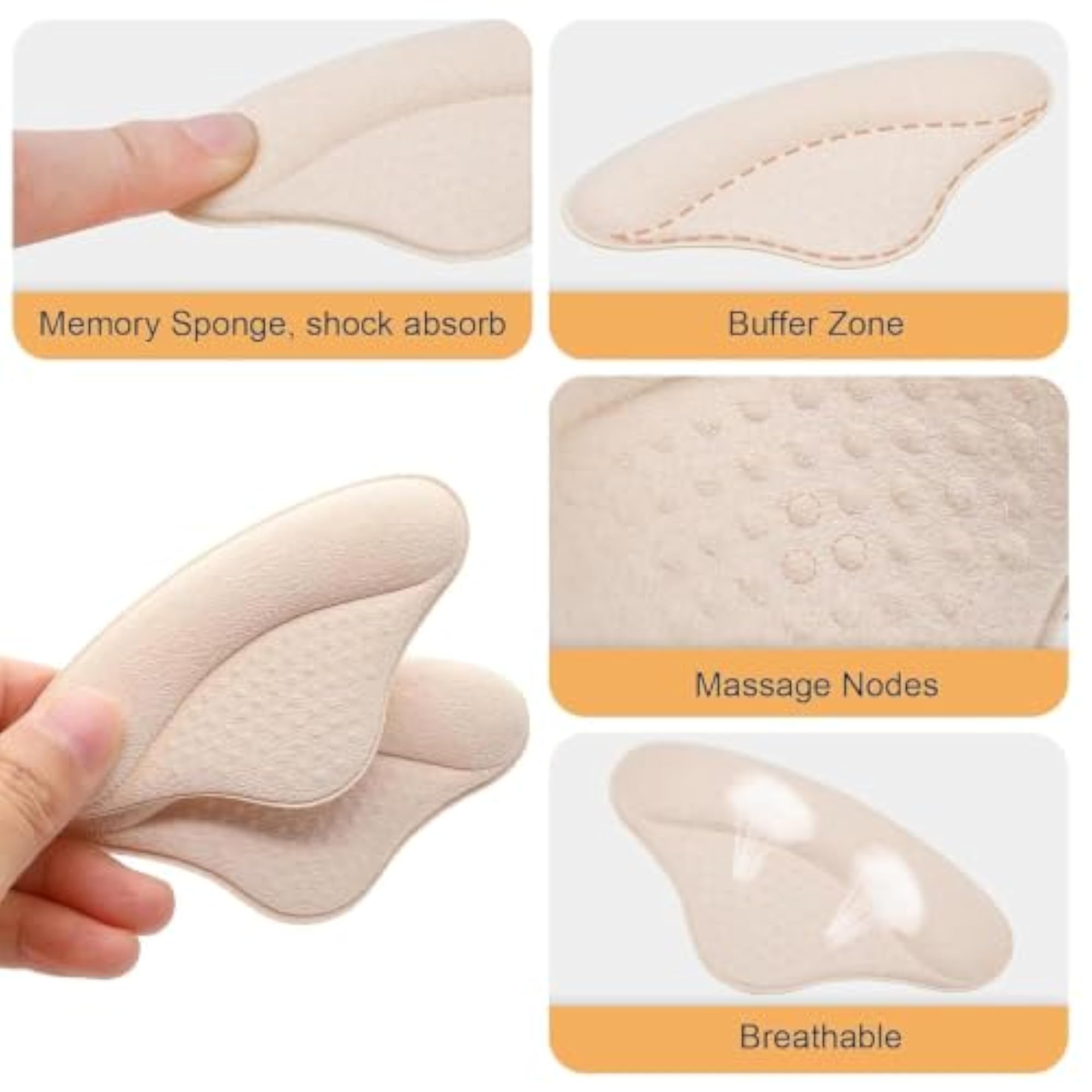 2 Pairs Soft Foam Heel Cushion Pads for Women